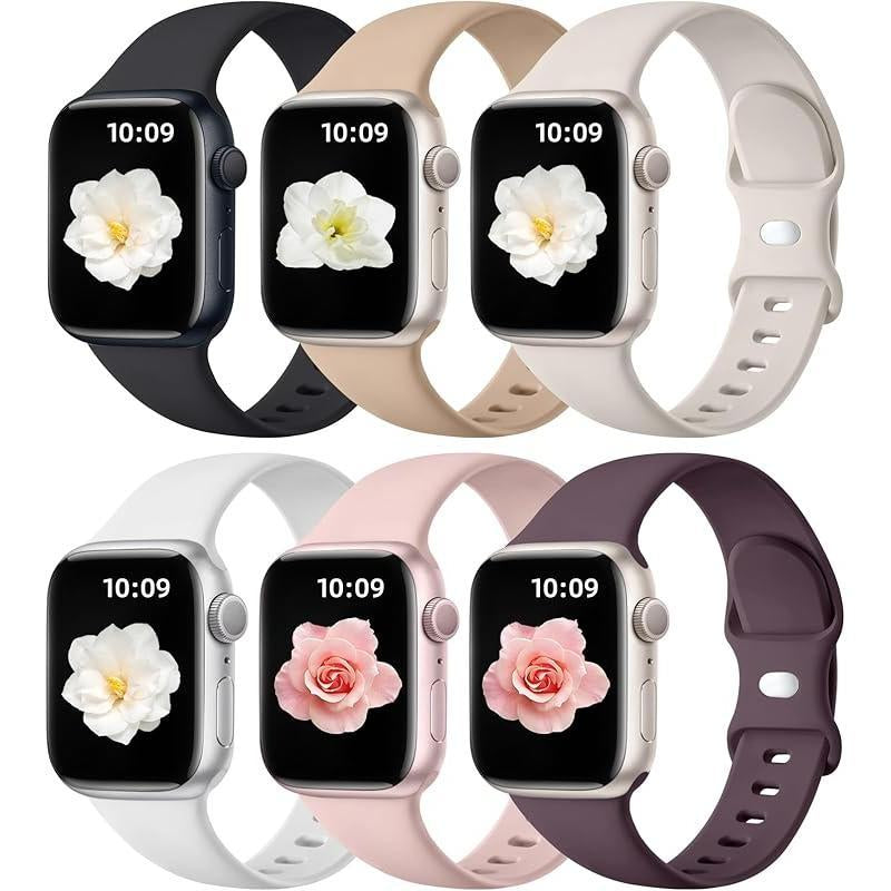 Apple 6 Pack Compatible Replacement Bands for Iwatch 38Mm, 40Mm, 41Mm, 42Mm, 44Mm, 45Mm, 46Mm, 49Mm Soft Silicone Sport Bands for Women & Men