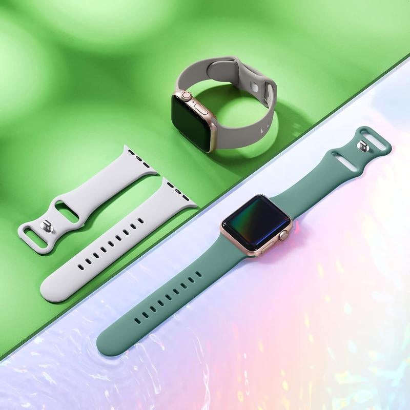 Apple 6 Pack Compatible Replacement Bands for Iwatch 38Mm, 40Mm, 41Mm, 42Mm, 44Mm, 45Mm, 46Mm, 49Mm Soft Silicone Sport Bands for Women & Men