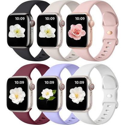 Apple 6 Pack Compatible Replacement Bands for Iwatch 38Mm, 40Mm, 41Mm, 42Mm, 44Mm, 45Mm, 46Mm, 49Mm Soft Silicone Sport Bands for Women & Men