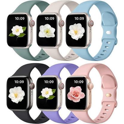 Apple 6 Pack Compatible Replacement Bands for Iwatch 38Mm, 40Mm, 41Mm, 42Mm, 44Mm, 45Mm, 46Mm, 49Mm Soft Silicone Sport Bands for Women & Men
