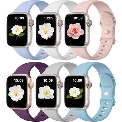 Apple 6 Pack Compatible Replacement Bands for Iwatch 38Mm, 40Mm, 41Mm, 42Mm, 44Mm, 45Mm, 46Mm, 49Mm Soft Silicone Sport Bands for Women & Men