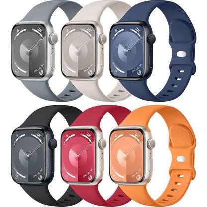 Apple 6 Pack Compatible Replacement Bands for Iwatch 38Mm, 40Mm, 41Mm, 42Mm, 44Mm, 45Mm, 46Mm, 49Mm Soft Silicone Sport Bands for Women & Men