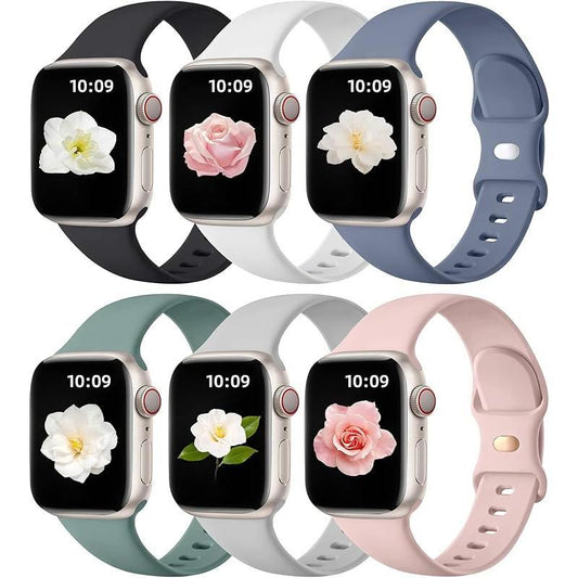 Apple 6 Pack Compatible Replacement Bands for Iwatch 38Mm, 40Mm, 41Mm, 42Mm, 44Mm, 45Mm, 46Mm, 49Mm Soft Silicone Sport Bands for Women & Men