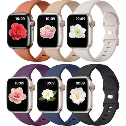 Apple 6 Pack Compatible Replacement Bands for Iwatch 38Mm, 40Mm, 41Mm, 42Mm, 44Mm, 45Mm, 46Mm, 49Mm Soft Silicone Sport Bands for Women & Men
